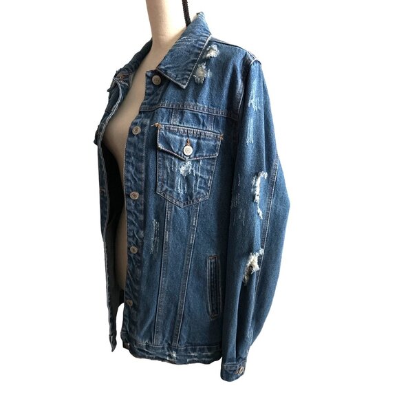 Iris Jean Jacket Mid Length Deconstructed Large Cut Back Frayed Size XL - Picture 4 of 8
